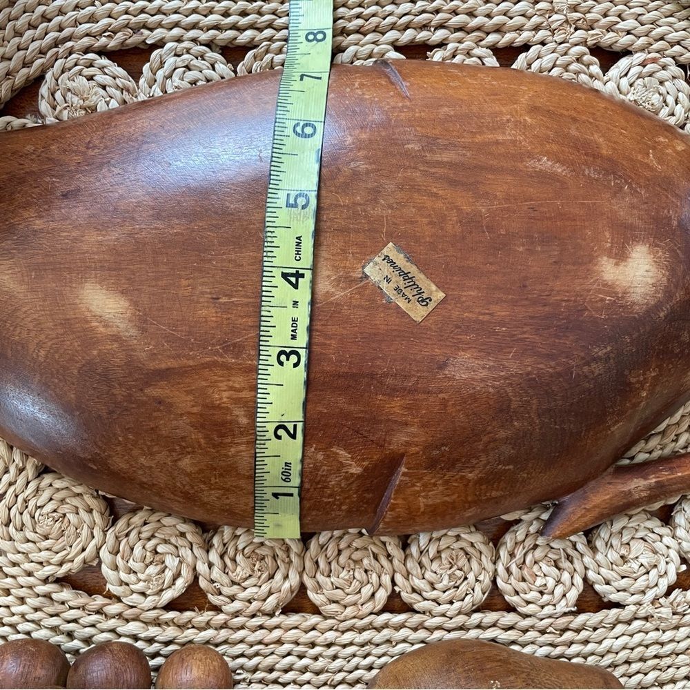 Vintage MCM Wooden Monkey Pod 10 Piece Fruit and Leaf Shaped Bowl Set - Picture 15 of 15